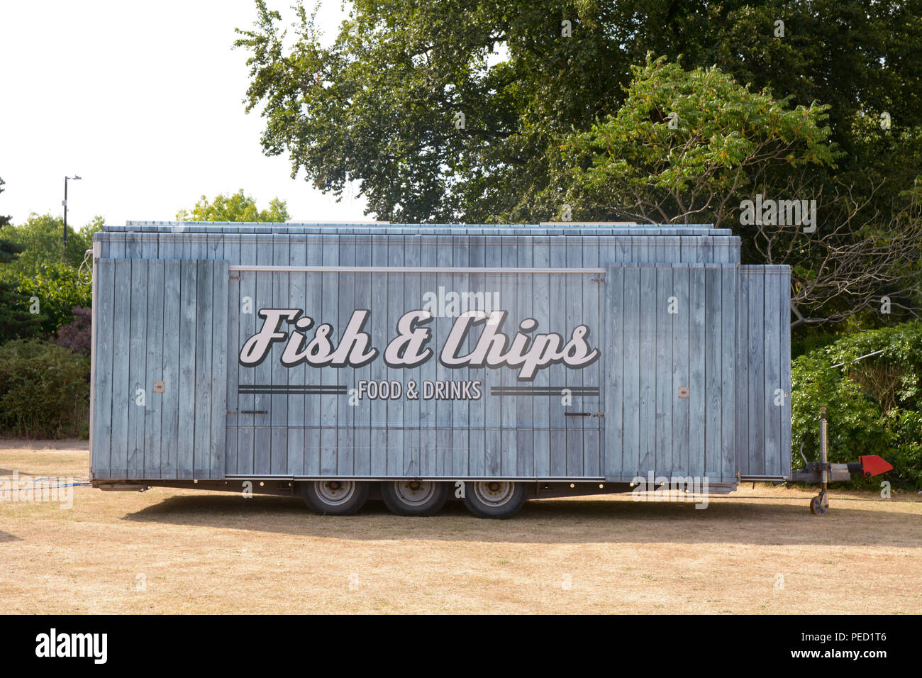Fish And Chips Fast Food Trailer At Festival Stock Photo Alamy