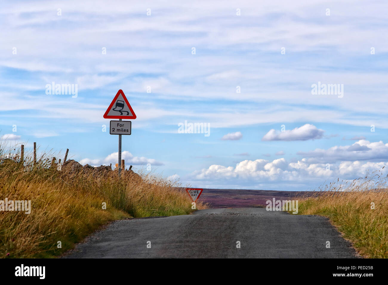 A Moorland road at Greenhow Hill in Nidderdale Stock Photo