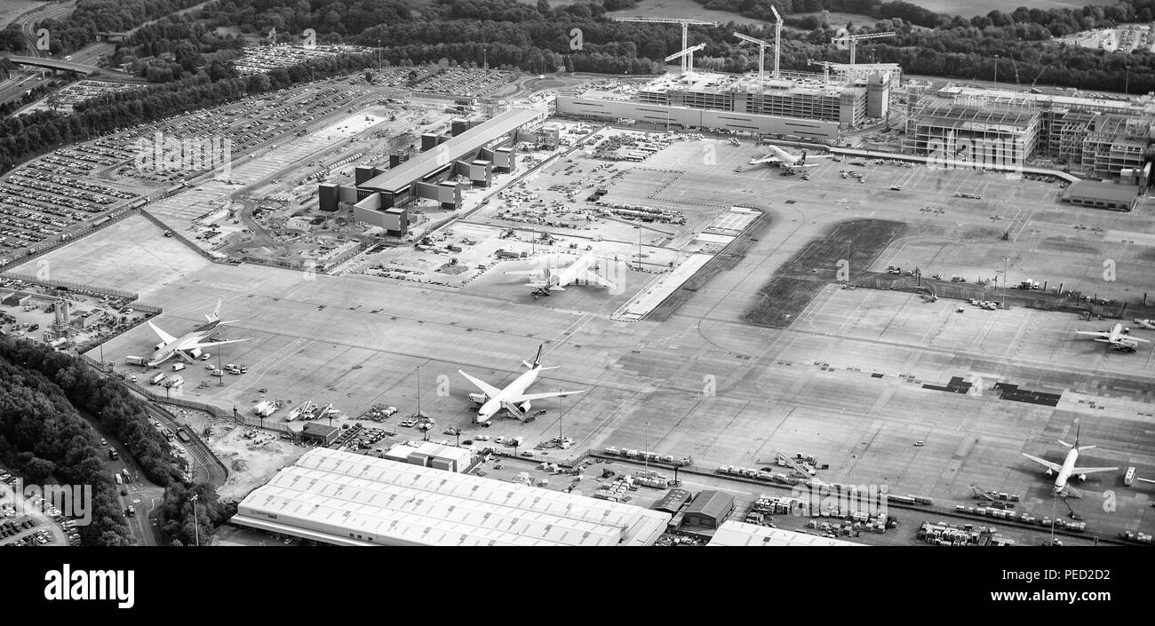 Manchester Airport aerial photo over new terminal construction project