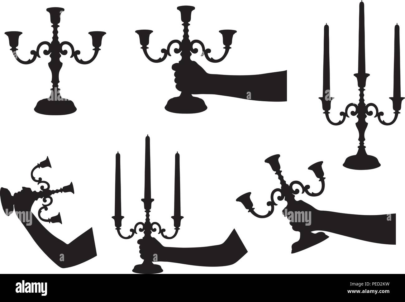 Set of different candlesticks isolated on white Stock Vector Image