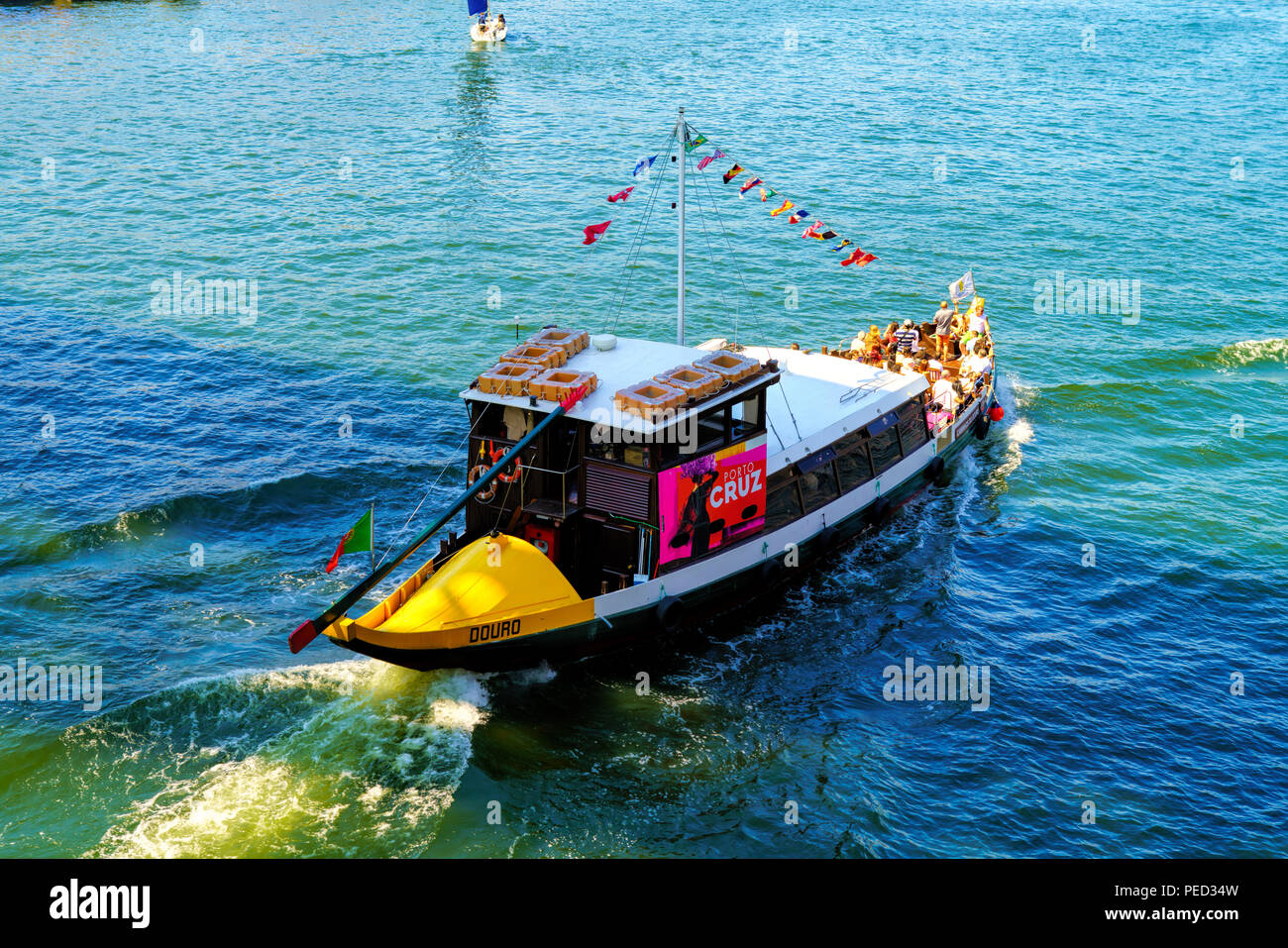 tourist boat and Douro River in Porto in a beautiful summer day, Portugal Stock Photo