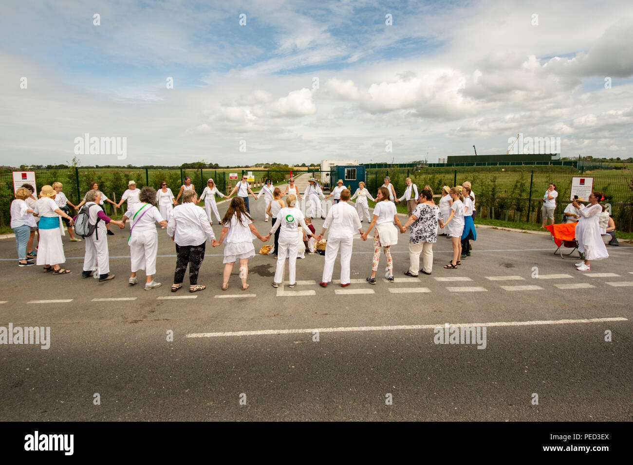 Anti-fracking protests against Cuadrilla at Little Plumpton, Blackpool. Stock Photo