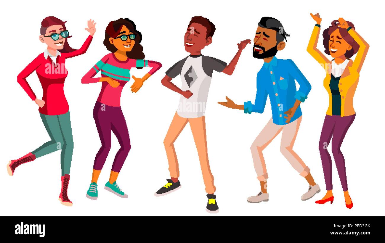 Dancing People Set Vector. People Dance. Move To Music. Isolated Flat ...