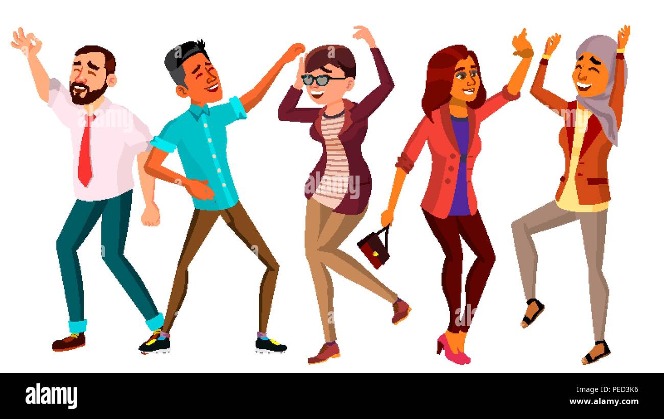 Dancing People Set Vector. Happy Dancer Poses. Retro Disco Party. Isolated  Flat Cartoon Illustration Stock Vector Image & Art - Alamy