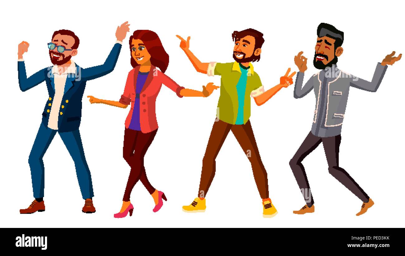 Dancing People Set Vector. Active Woman, Man. Important Event. Isolated ...