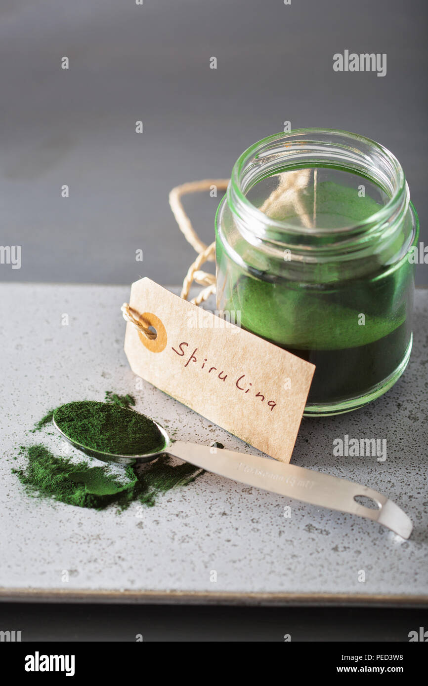 spirulina powder healthy dietary supplement Stock Photo Alamy