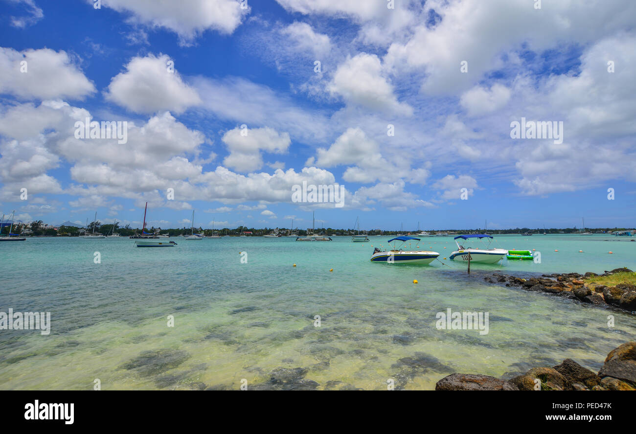 Grand Baie, Mauritius Jan 10, 2017. Seascape of Grand Baie, Mauritius