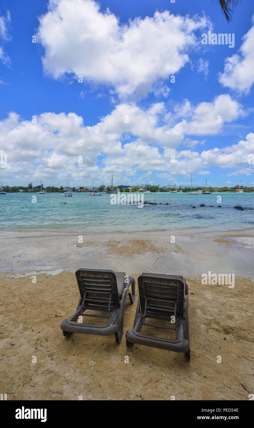 Seascape of Grand Baie, Mauritius. Mauritius is a major tourist