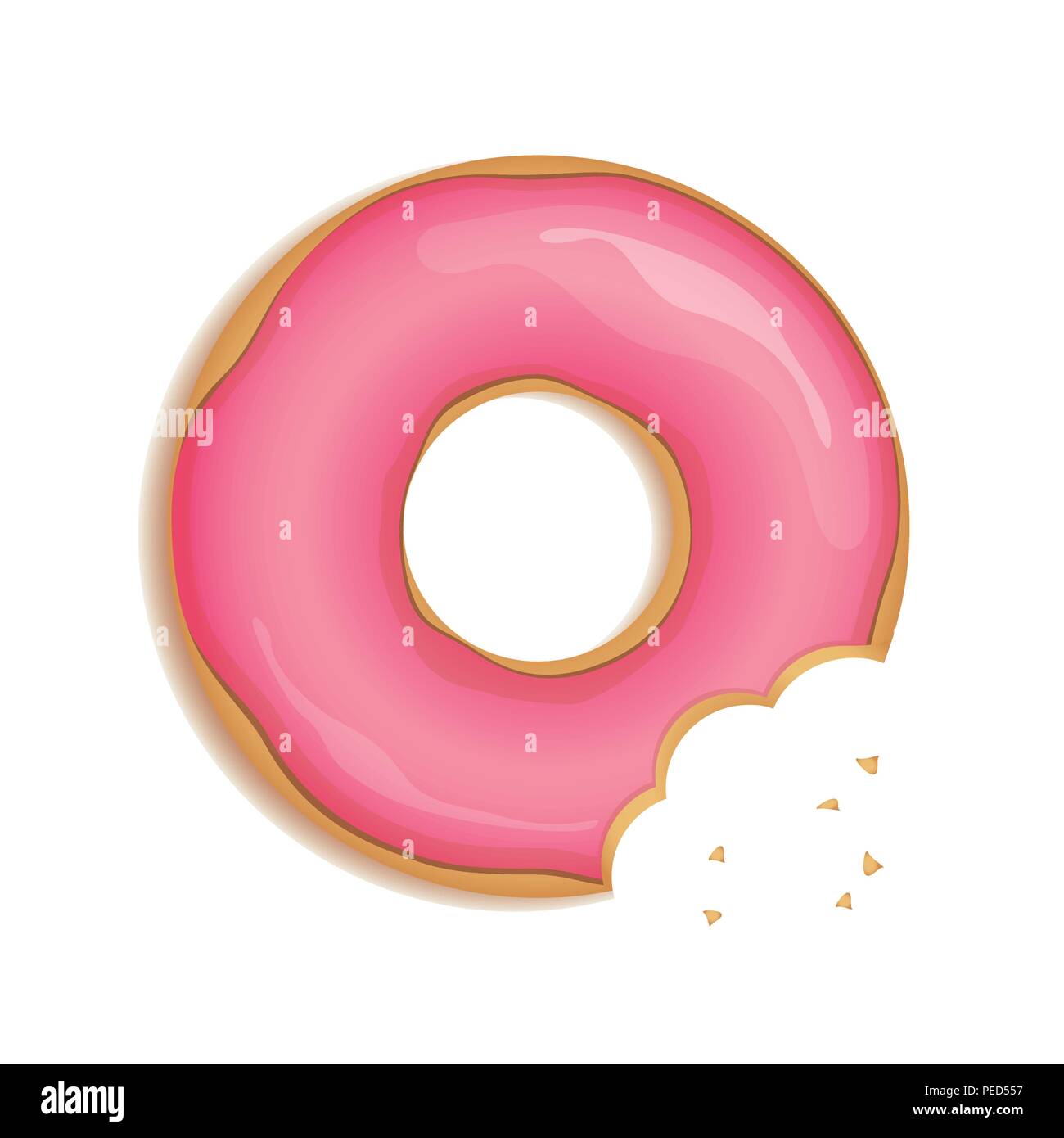 bitten pink Donut isolated on white background vector illustration EPS10 Stock Vector