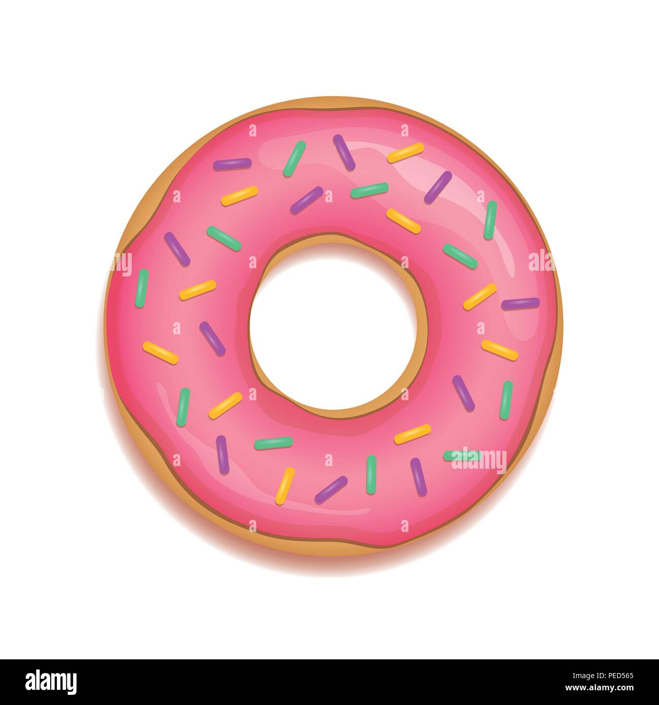 pink donut with sugar sprinkles vector illustration EPS10 Stock Vector  Image & Art - Alamy
