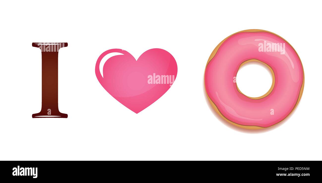 I love pink donut vector illustration EPS10 Stock Vector