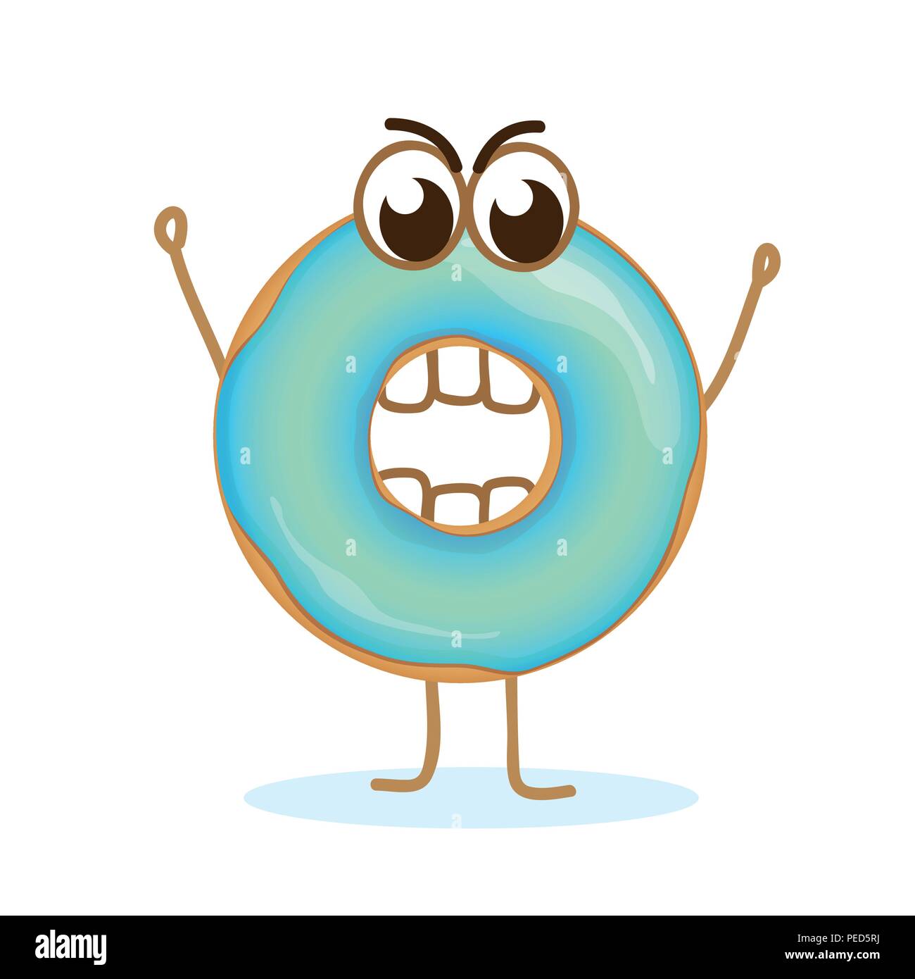 blue angry donut cartoon vector illustration EPS10 Stock Vector