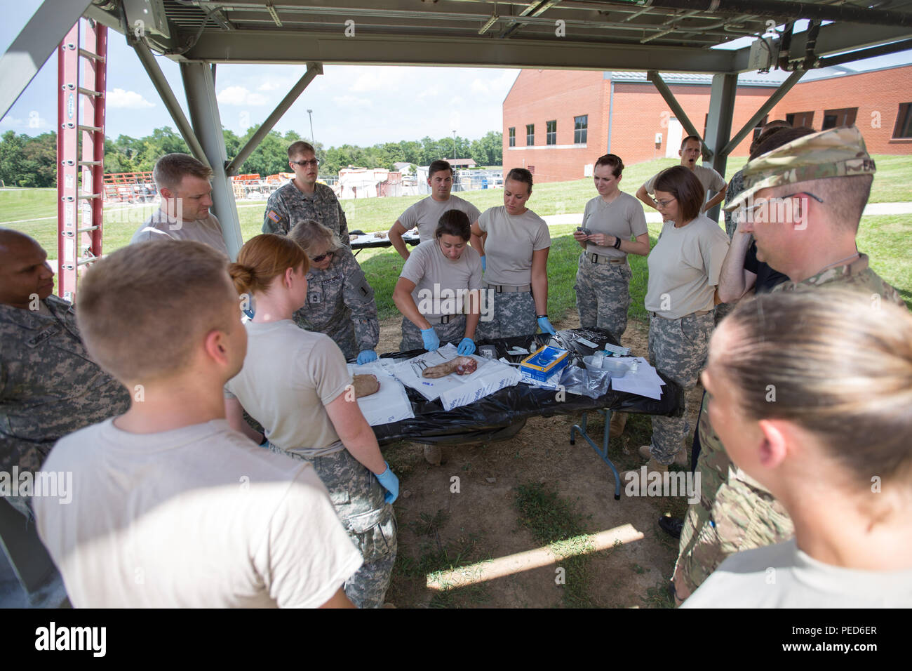 Soldiers of the Missouri Army National Guard Medical Detachment watch