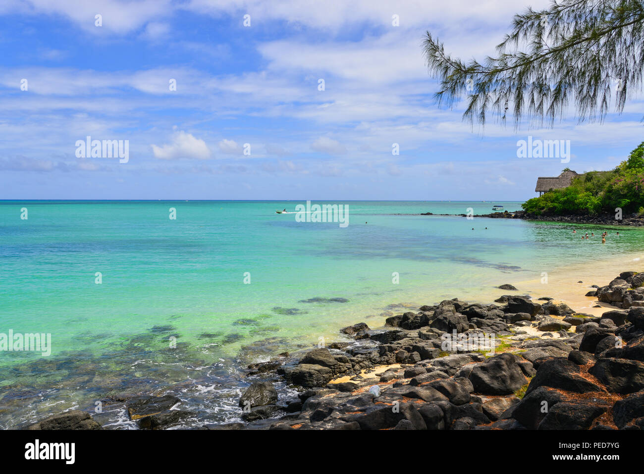 Seascape of Grand Baie, Mauritius. Mauritius is a major tourist