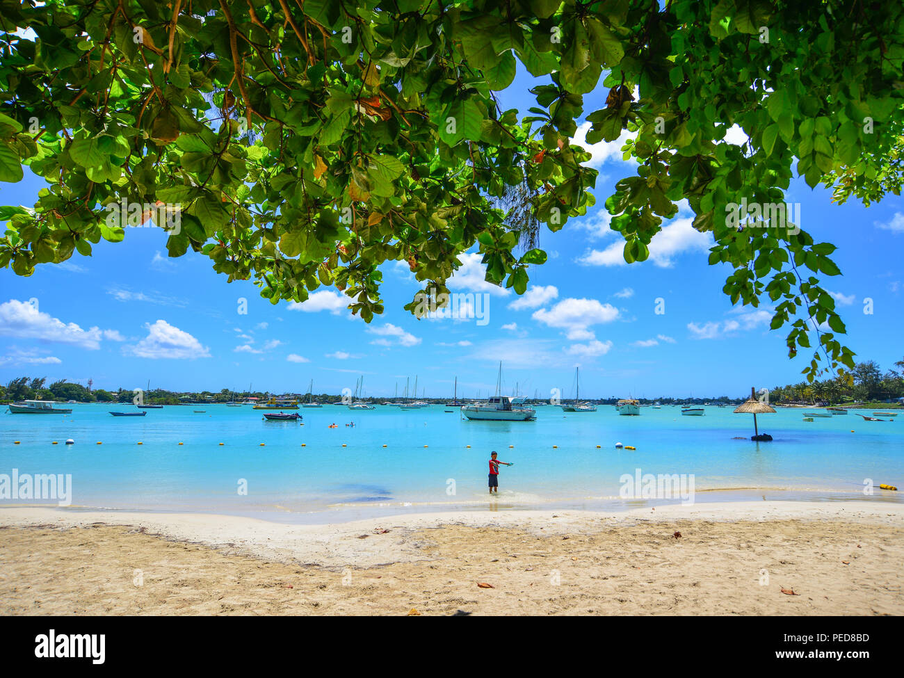 Grand Baie, Mauritius Jan 10, 2017. Seascape of Grand Baie, Mauritius