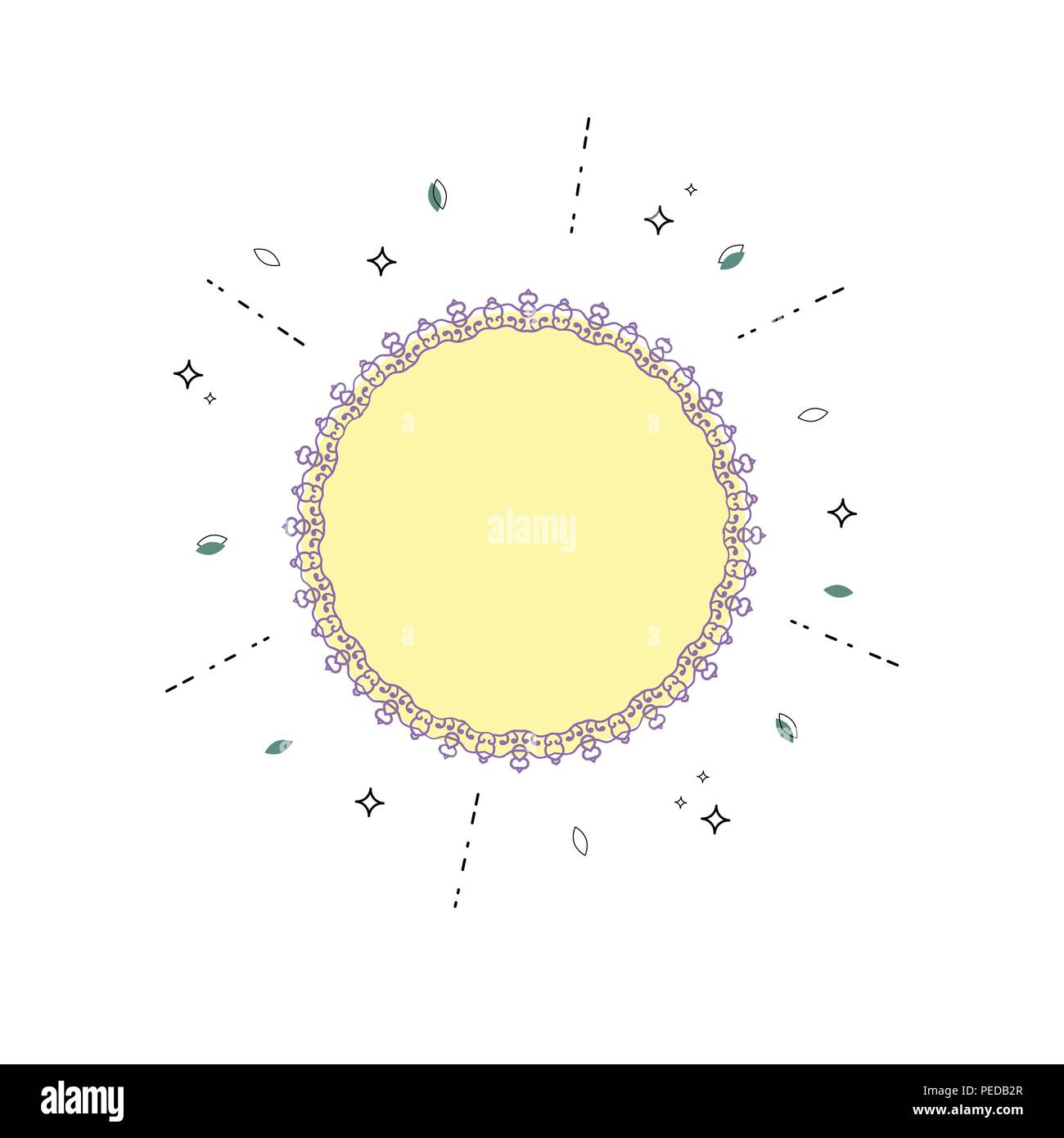 Flat Round Banner With Frame And Geometric Decorative Shapes