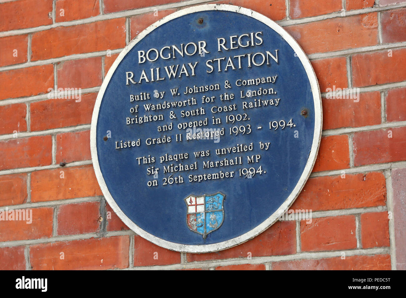 General view of Bognor Regis Train Station in West Sussex, UK. Stock Photo