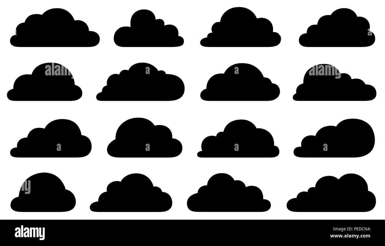 White fluffy cartoon clouds on Black and White Stock Photos & Images ...
