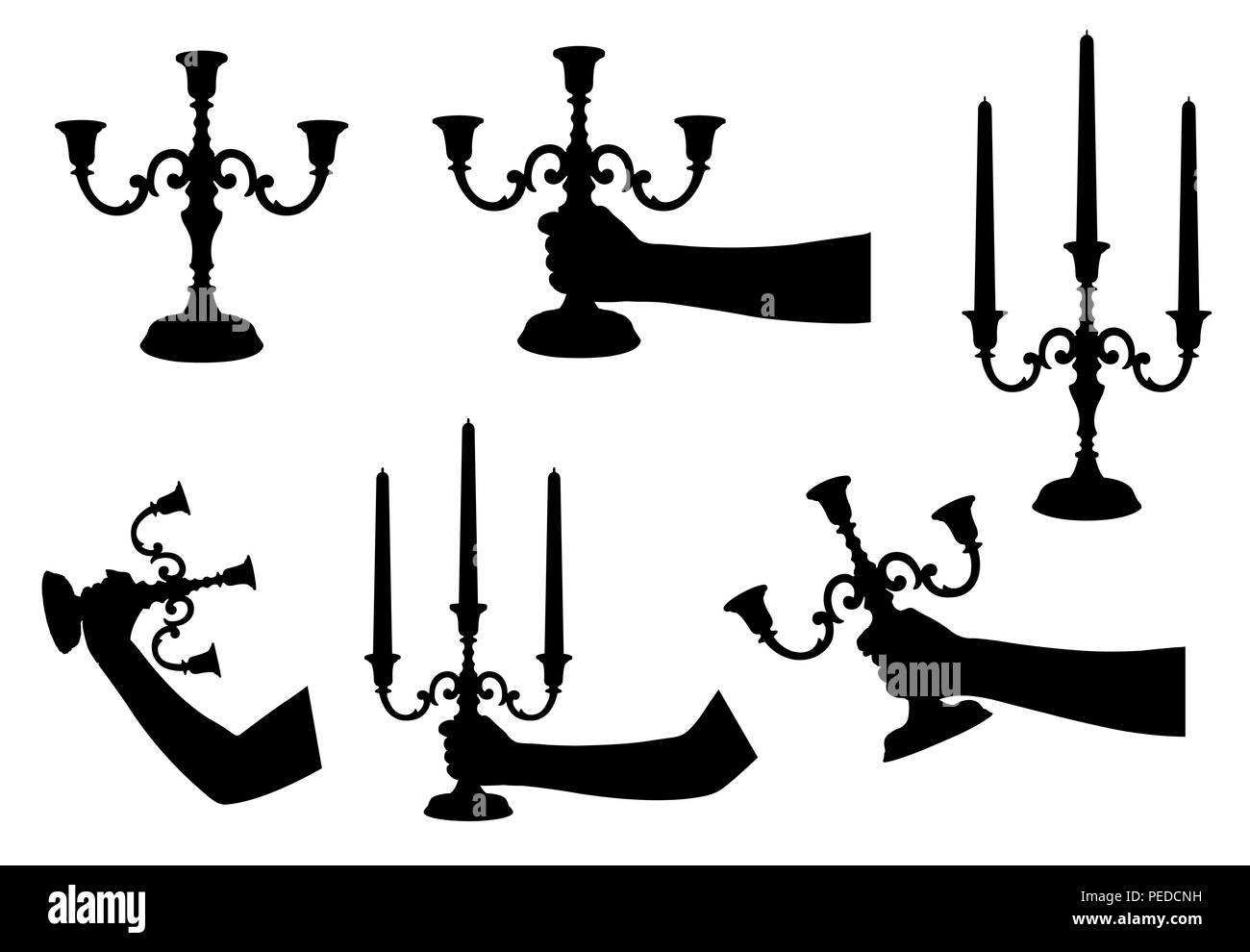 Set of different candlesticks isolated on white Stock Photo Alamy