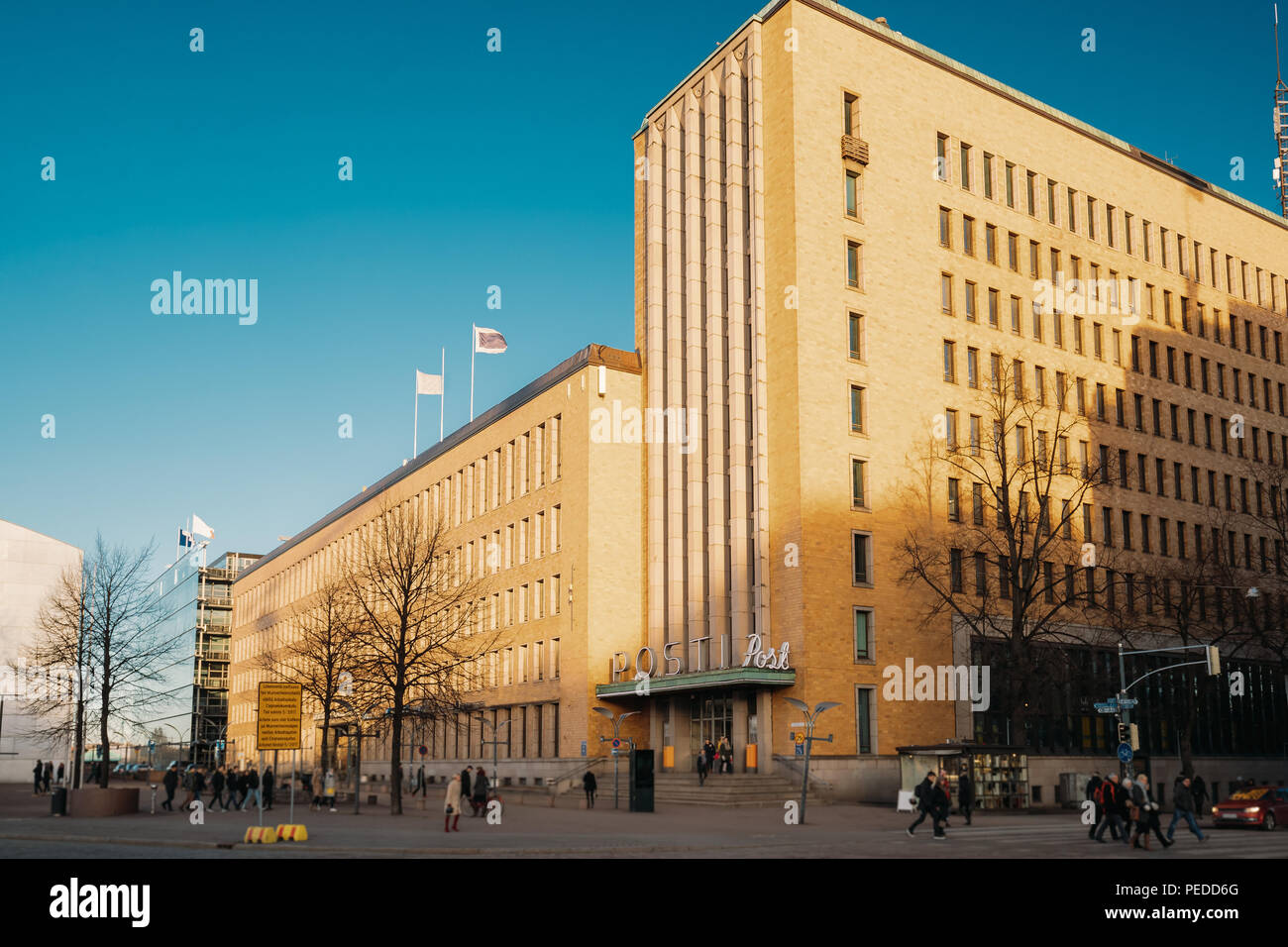 Helsinki, Finland. Post Office Building In Sunny Winter Day. Stock Photo