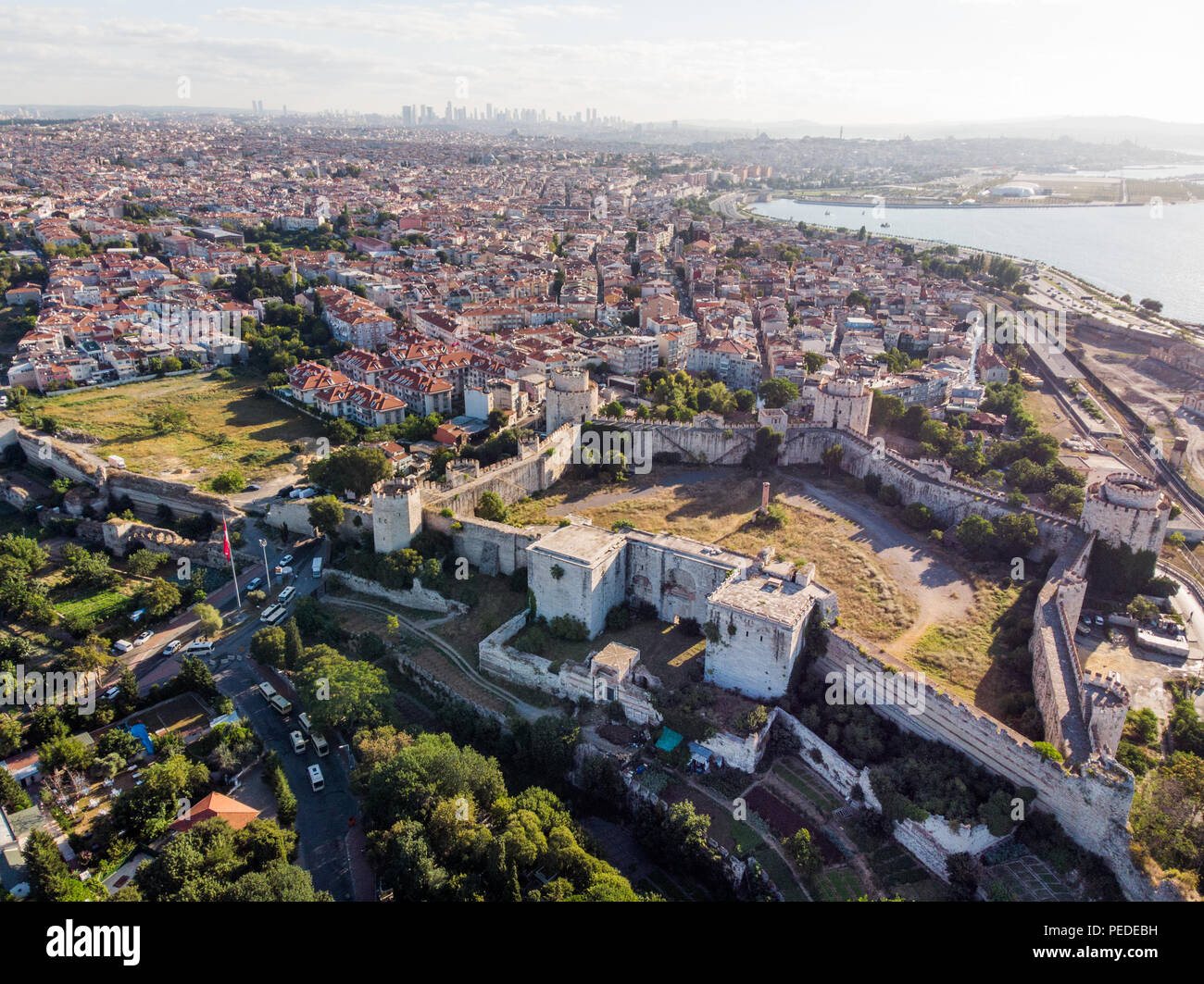 Aerial Drone View of Yedikule Fortress in Istanbul / Turkey. Historical  Place Stock Photo - Alamy