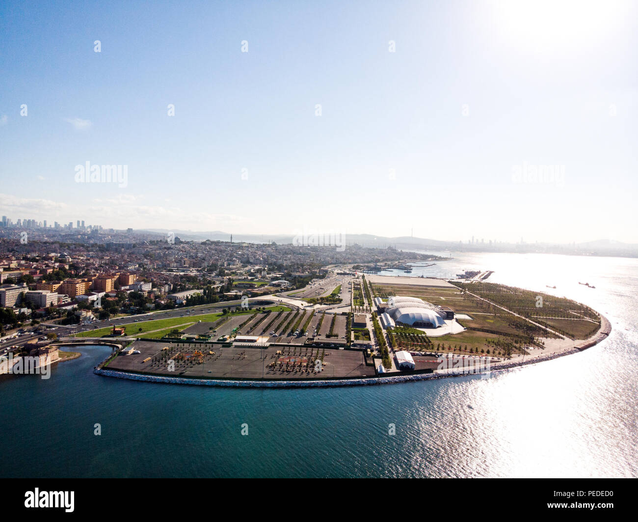 aerial drone view of yenikapi istanbul seaside in turkey cityscape stock photo alamy