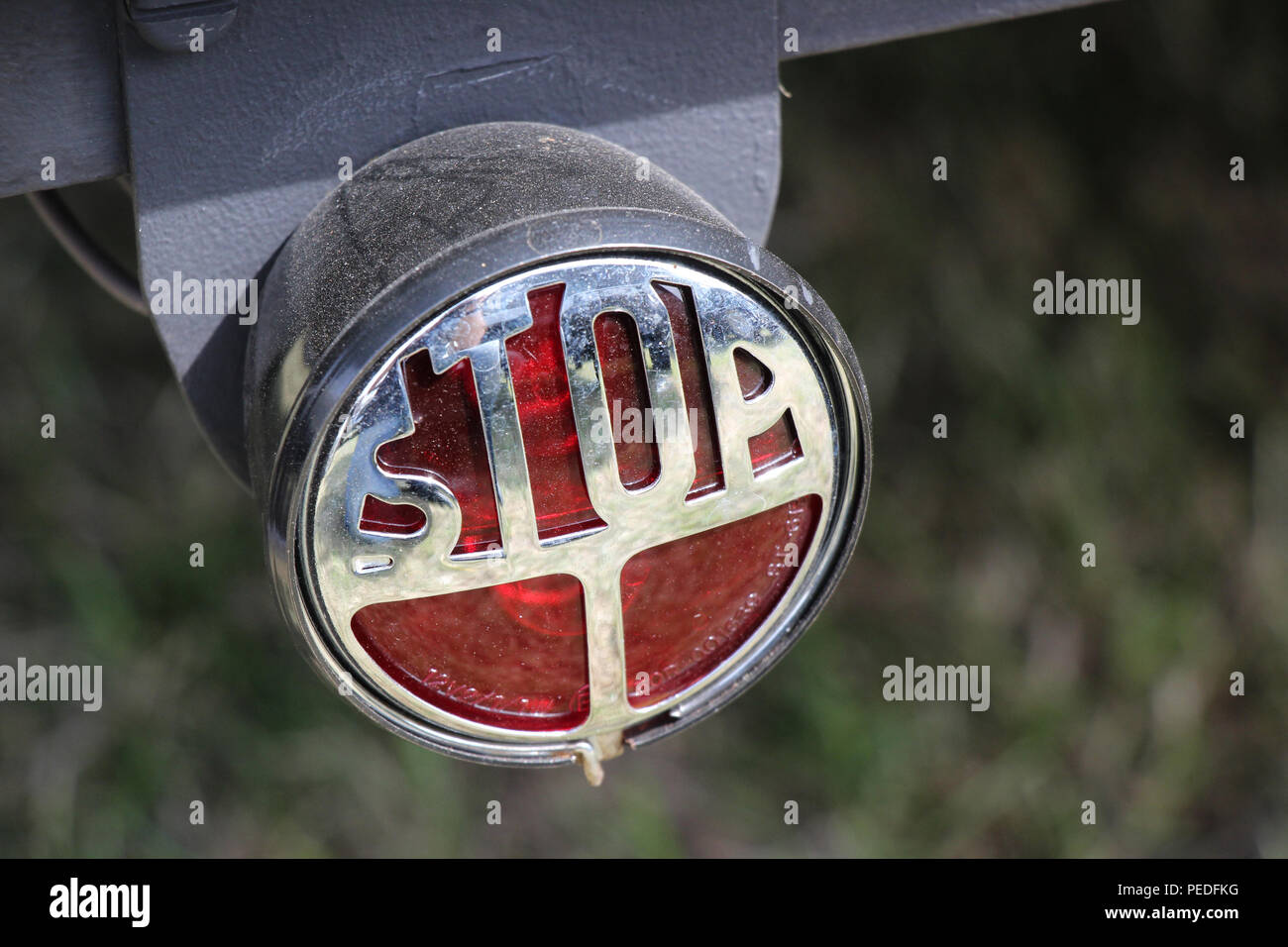 Woolley Moor show. 11th August 2018. A unique looking stop light on a hot rod car. Credit: Robert Slater Stock Photo