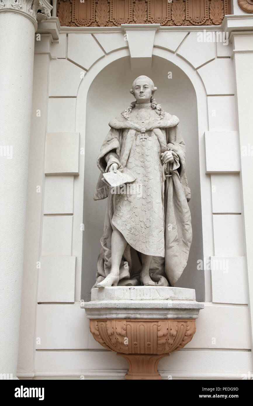 Anton von Pergen statue in Vienna, Austria. Sculpture of historic figure - politician, diplomat, geheimrat and propagator of Josephinism. Stock Photo