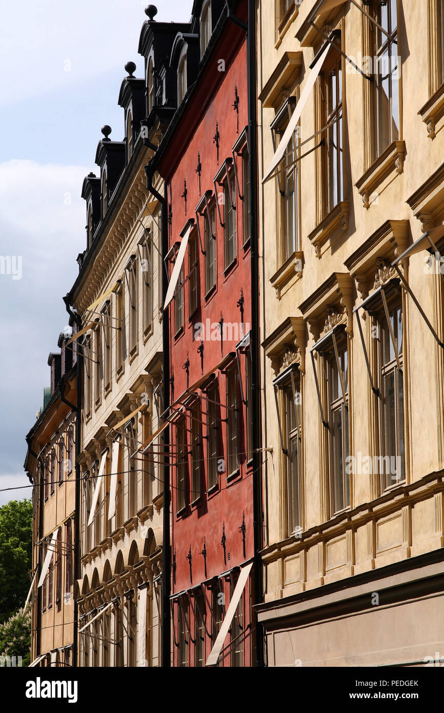 Image showcasing Stockholm, Sweden. Old residential architecture. Apartment buildings ...