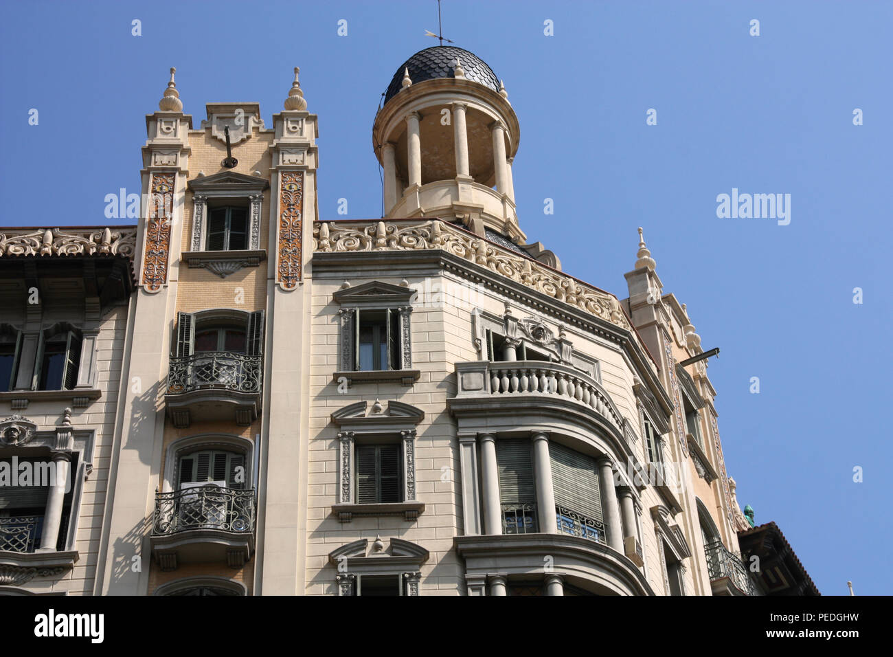 Old beautiful architecture at famous Avinguda Diagonal (Eixample district), Barcelona (Spain) Stock Photo