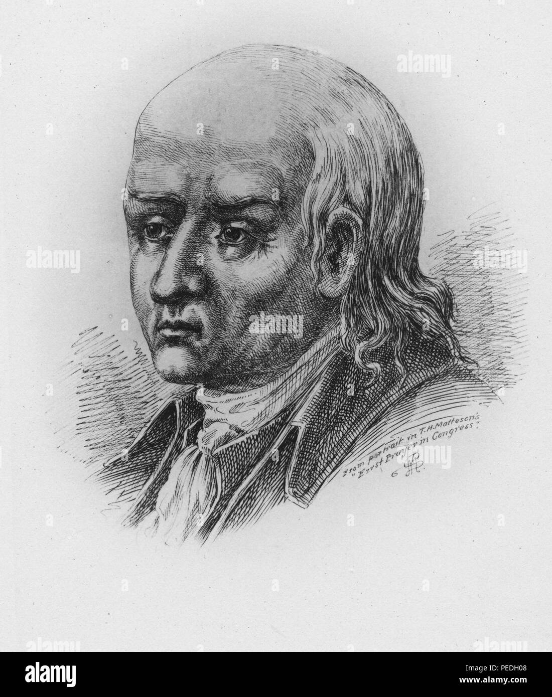 Engraved portrait of Isaac Low, delegate to the Continental Congress who opposed armed conflict with Great Britain and was accused to treason, eventually leaving the United States, New York, 1836. From the New York Public Library. () Stock Photo