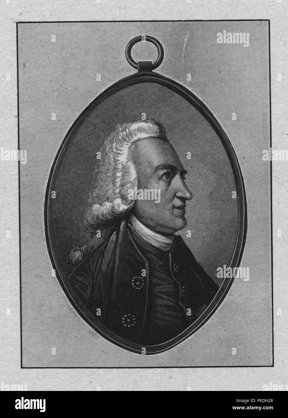 Engraved portrait of James Bowdoin, political leader whose writings and actions shaped public opinion on the colonies and the American Revolution, also served as the Governor of Massachusetts, 1880. From the New York Public Library. () Stock Photo