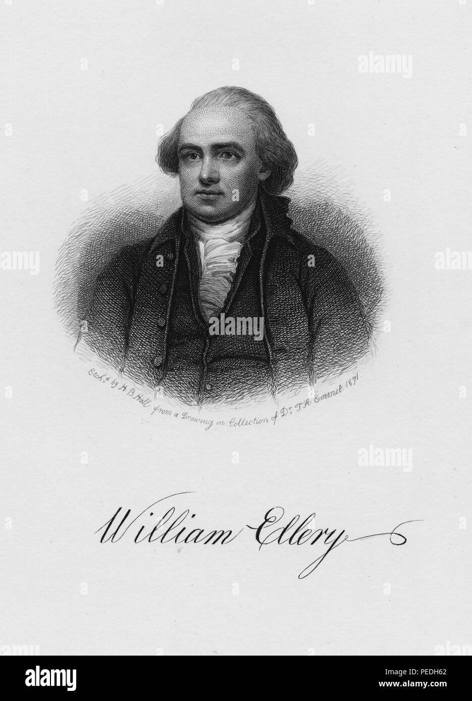 Engraved portrait of William Ellery, lawyer and signer of the Declaration of Independence, 1871. From the New York Public Library. () Stock Photo