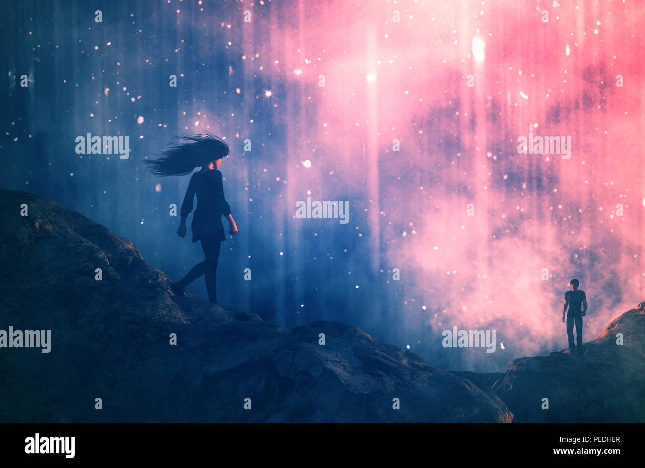Walk Of Lovecouple Walking To Each Other3d Illustration Conceptual