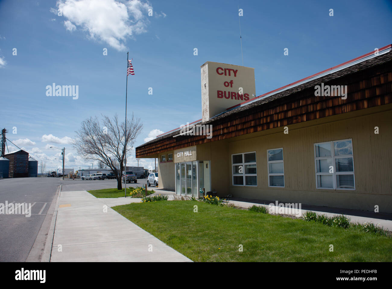 BURNS, OREGON APRIL 21 2016, The city hall building for Burns Stock