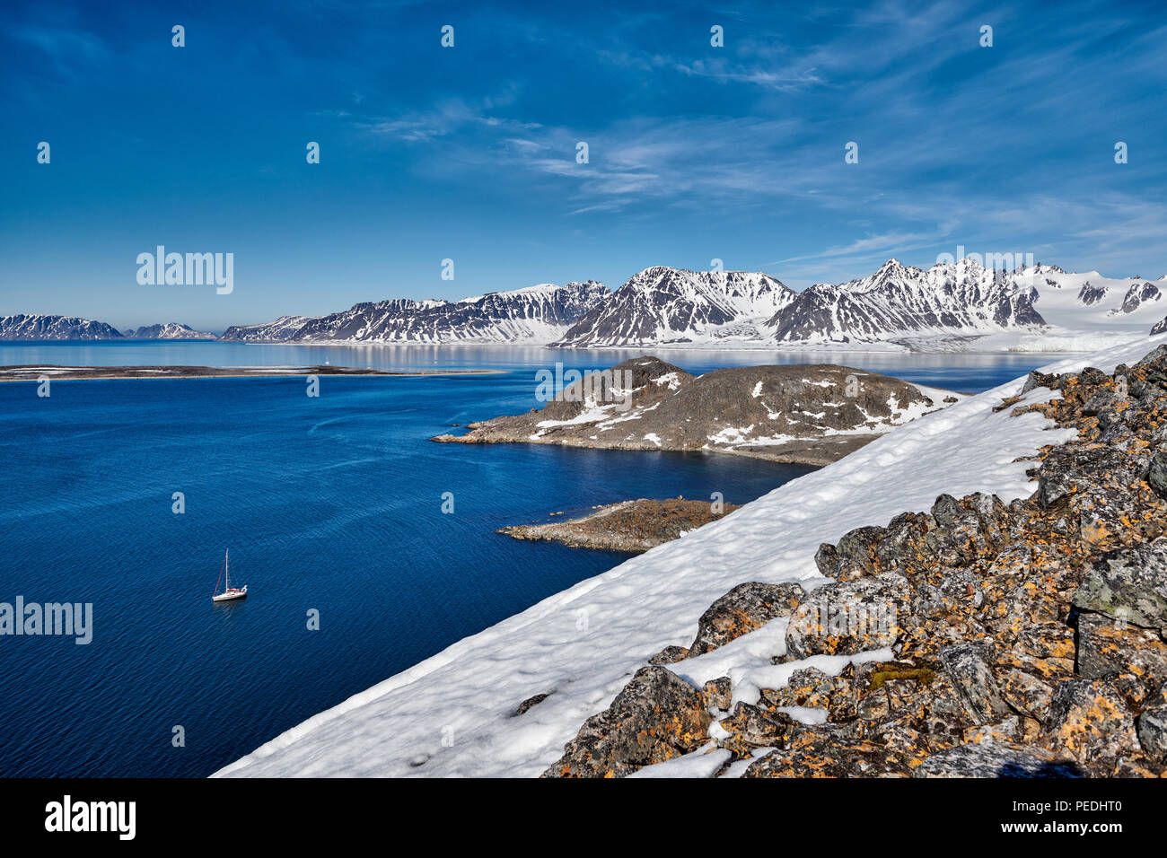 arctic landscape seen from Virgohamna, Svalbard or Spitsbergen, Europe Stock Photo