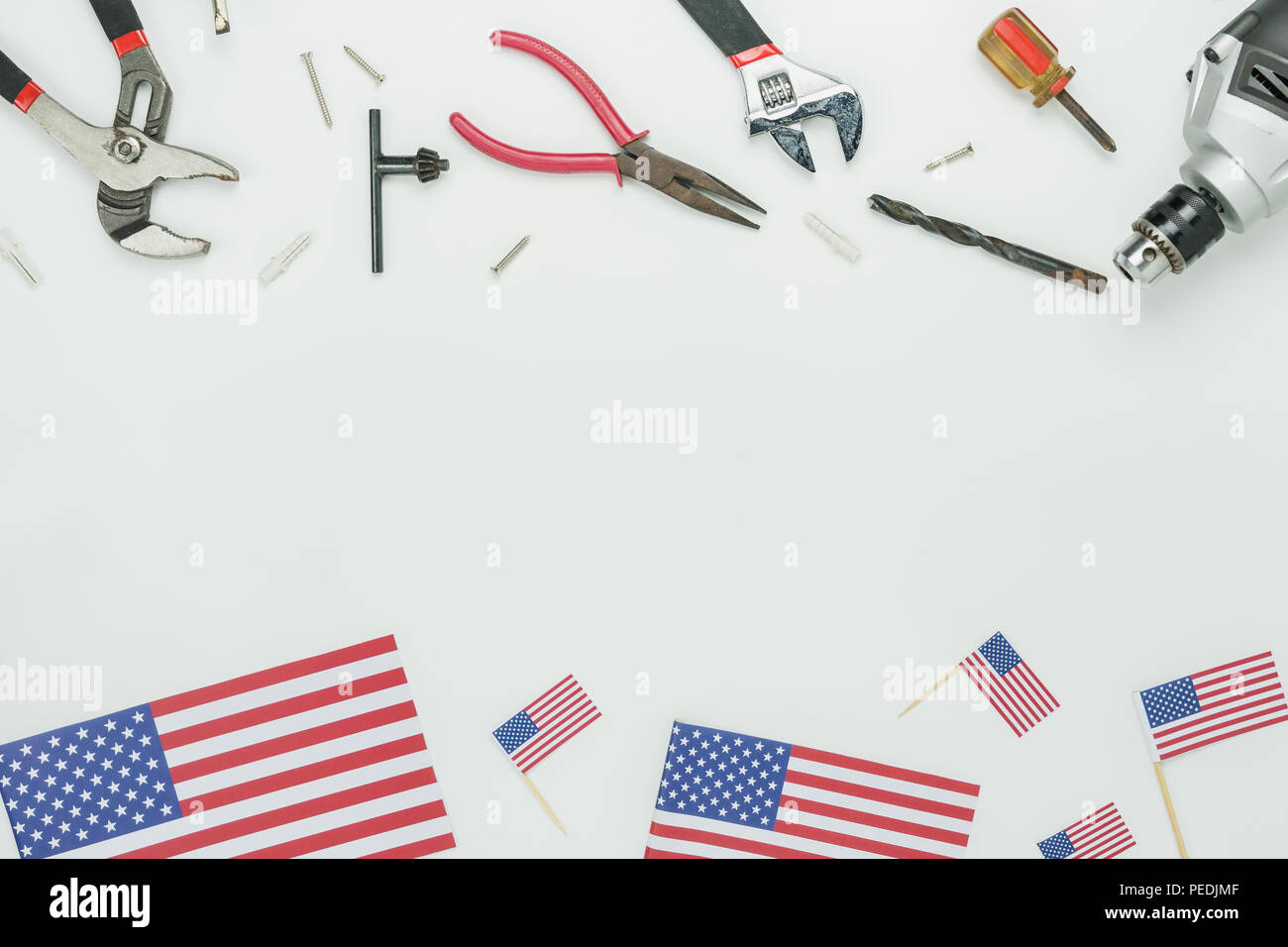 Table Top View Aerial Image Of Decoration The Sign Of Usa Labor