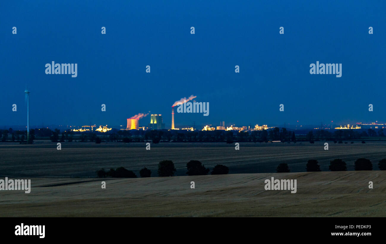 industrial plant at night Stock Photo