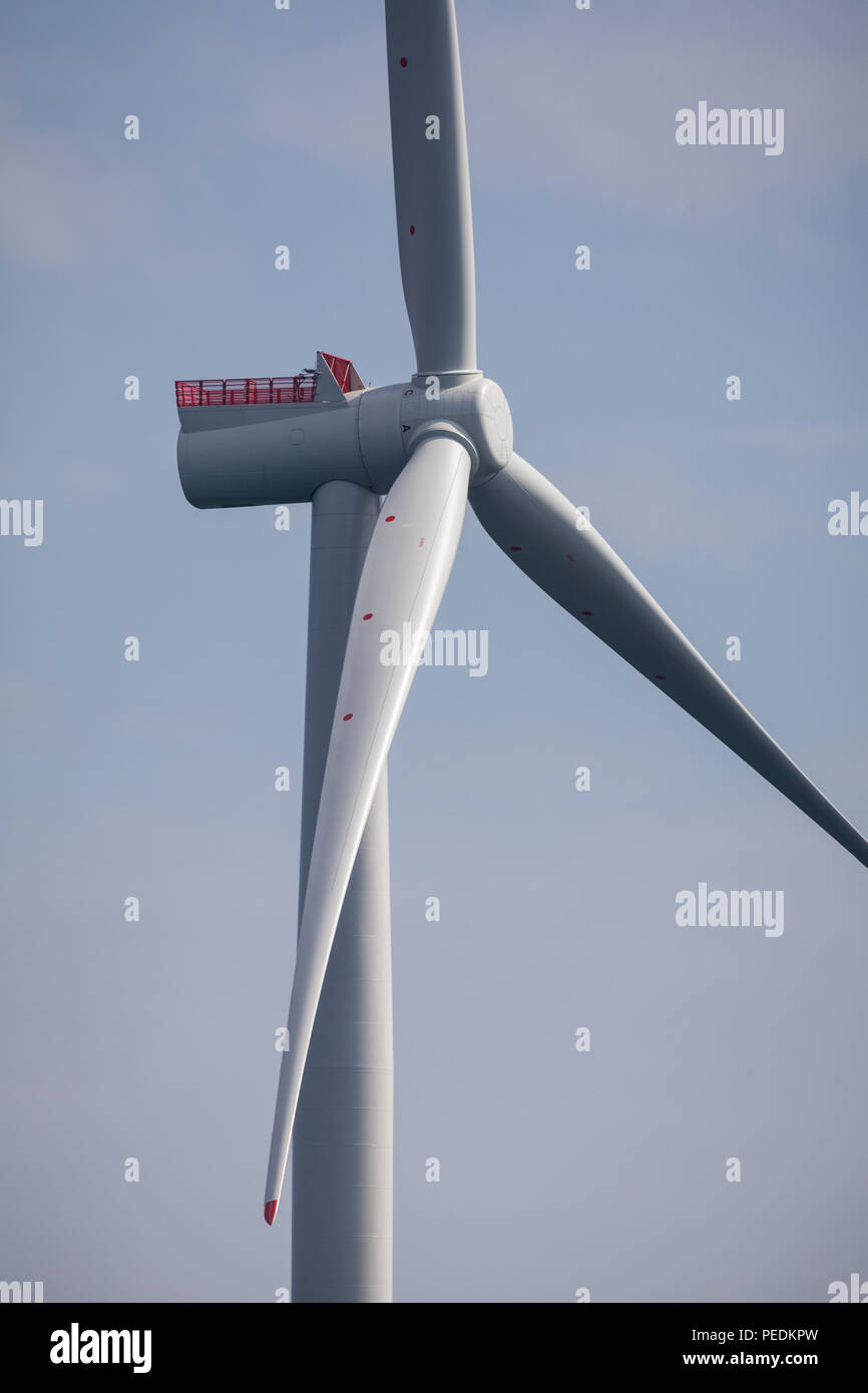 The 6MW Siemens SWT-6.0-154 Wind Turbine Generator on Race Bank Offshore Wind Farm Stock Photo