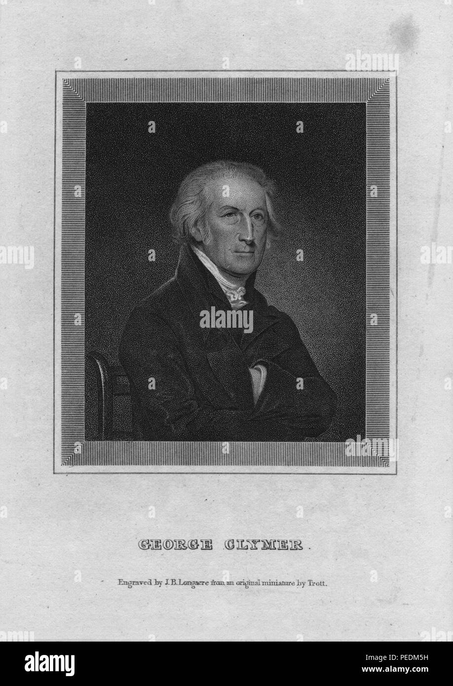 Engraved portrait of politician Clymer, 1841. From the New York