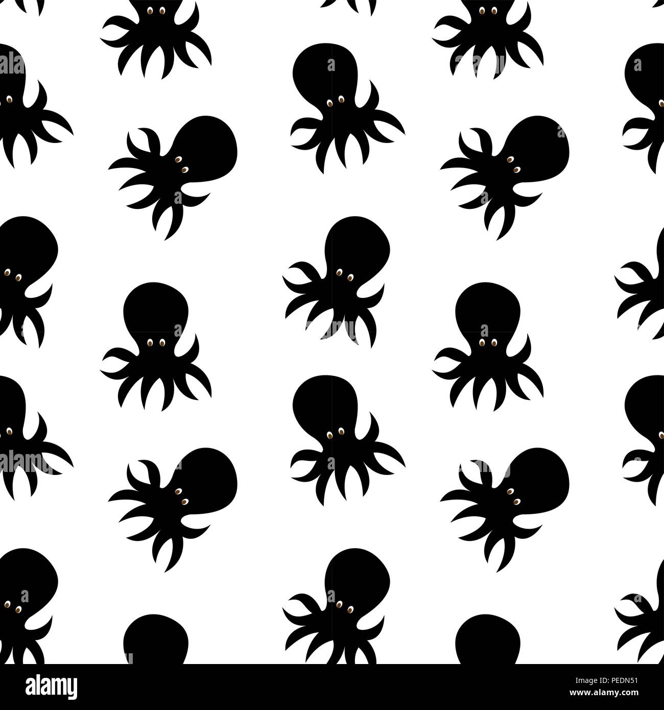 Little cute octopus seamless pattern background. Vector Illustration ...