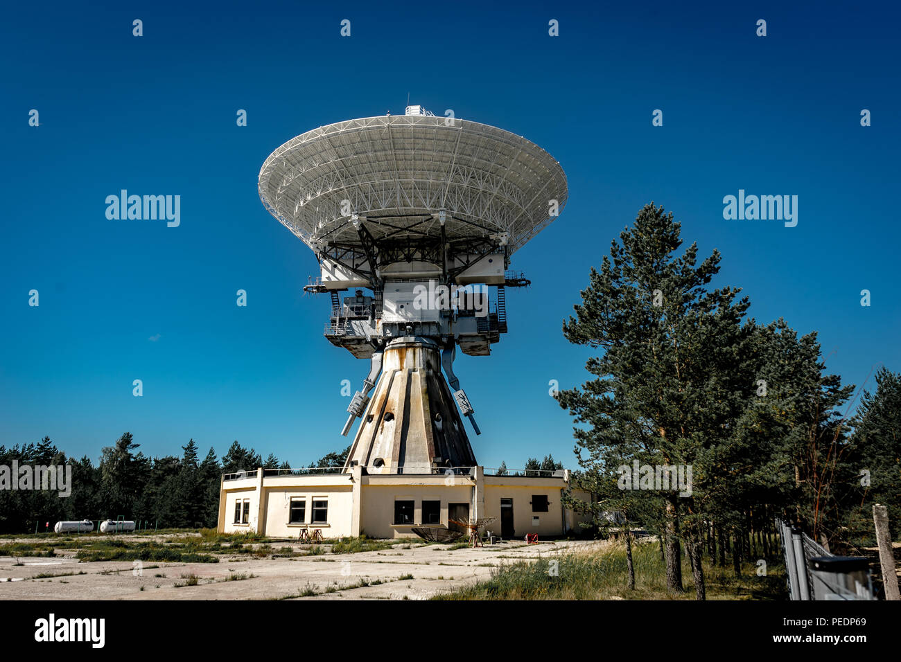 A huge soviet radio telescope near abandoned military town Irbene in  Latvia. Former super-secret Soviet Army space spying object.Now largest  radio tel Stock Photo - Alamy