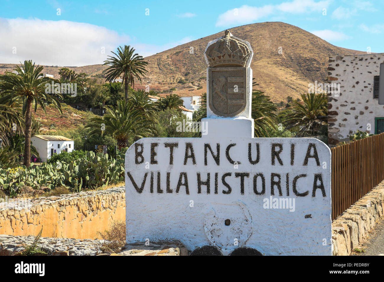 Betancuria sign, historical village on fuerteventura Stock Photo