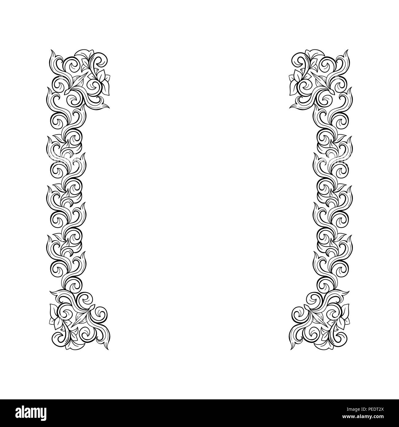 Download Floral Border For Chapter Book Page Design Italian Vintage Ornament For Vertical Divider Or Frame Isolated Retro Greeting Card Or Wedding Decoration Vignette Royal Flourish Headpiece Template Stock Vector Image Art