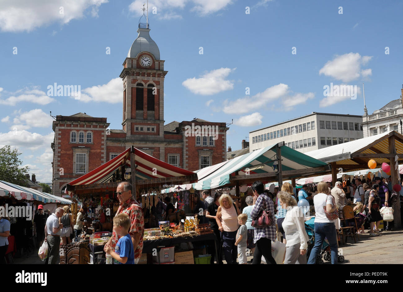 Chesterfield outdoor market, Derbyshire England UK, English market town