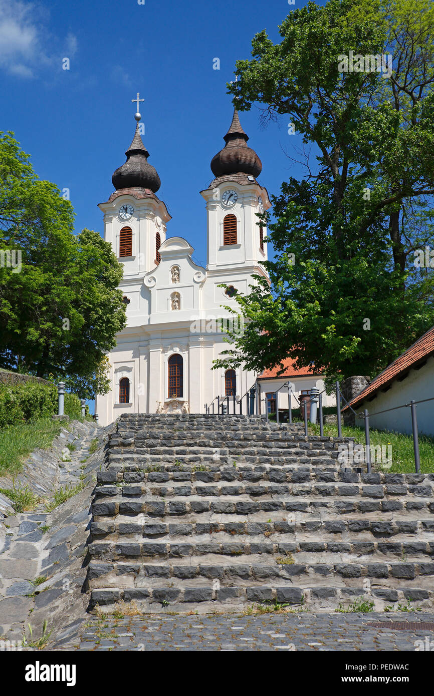 Abteikirche Kloster Tihany, Halbinsel Tihany, Plattensee, Ungarn Stock Photo