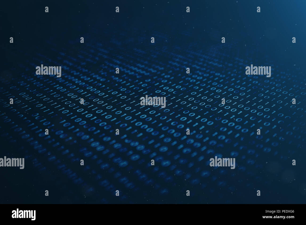3D illustration binary code on blue background. Bytes of binary code ...