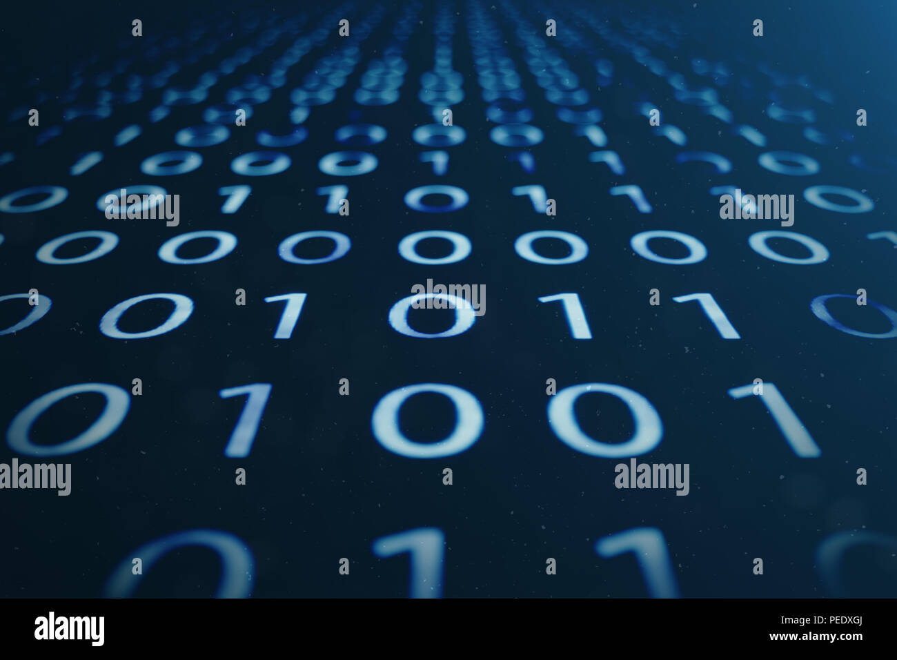 3D illustration binary code on blue background. Bytes of binary code ...