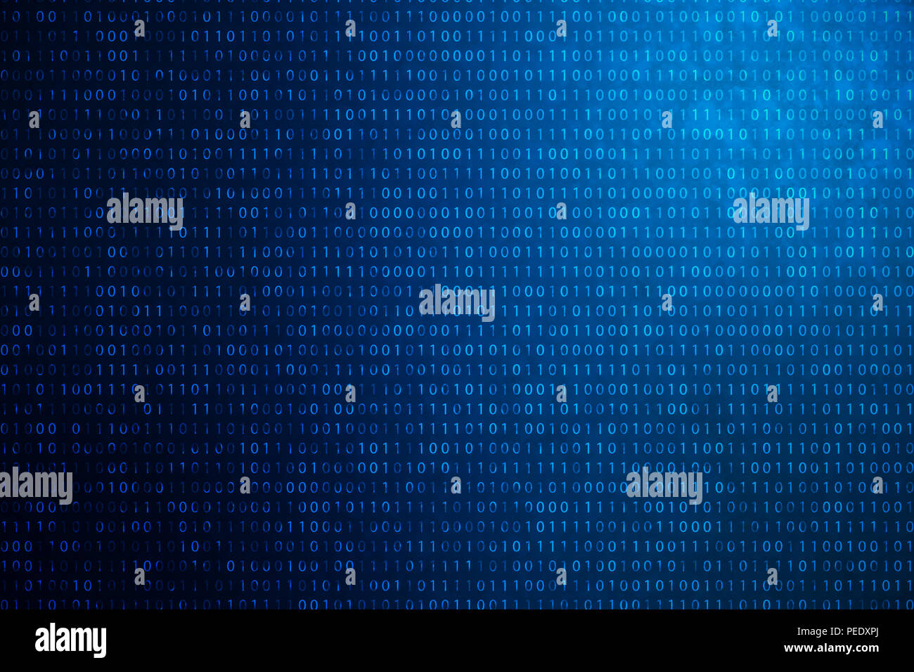 3D illustration binary code on blue background. Bytes of binary code ...