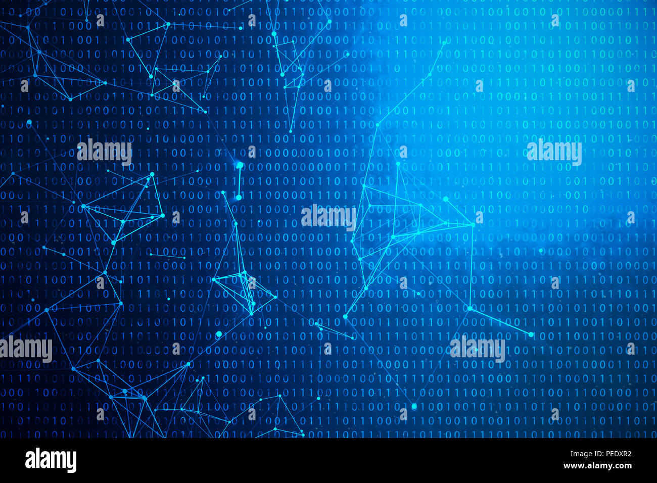 3D illustration binary code on blue background. Bytes of binary code ...